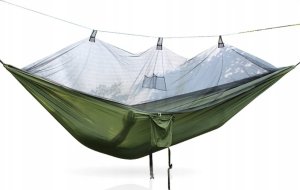 DUŻY HAMAK Z MOSKITIERĄ TURYSTYCZNY OGRODOWY MOCNY 270X140 CM ZESTAW 180 KG 13