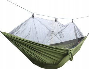 DUŻY HAMAK Z MOSKITIERĄ TURYSTYCZNY OGRODOWY MOCNY 270X140 CM ZESTAW 180 KG 3