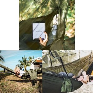 DUŻY HAMAK Z MOSKITIERĄ TURYSTYCZNY OGRODOWY MOCNY 270X140 CM ZESTAW 180 KG 9