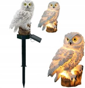 LAMPA SOLARNA SOWA LED OGRODOWA WODOODPORNA WBIJANA OZDOBA 1