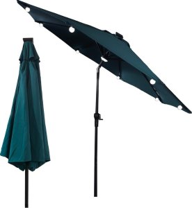 PARASOL OGRODOWY Z OŚWIETLENIEM ŻARÓWKI LED 270CM TURKUSOWY 1