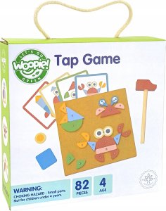 ML WOOPIE GREEN Drewniana Przybijanka z Młotkiem Układanka 20 wzorów 82 el. 1
