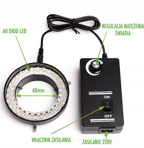 Mikroskop Stereoskopowy 22H na Ramieniu 7-45x Oświetlenie Barlow Kamera 8MP 13