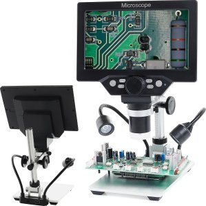 Mikroskop Cyfrowy 1200x Menu PL Kamera 12MP z Lutownicą do Lutowania 60w 8