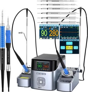 Stacja Lutownicza Aixun Podwójna Precyzyjna T420D 3 Kolby 9 Grotów Zestaw 11
