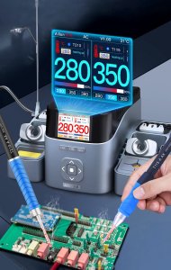 Stacja Lutownicza Aixun Podwójna Precyzyjna T420D 3 Kolby 9 Grotów Zestaw 2