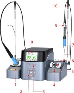 Stacja Lutownicza Aixun Podwójna Precyzyjna T420D 3 Kolby 9 Grotów Zestaw 9
