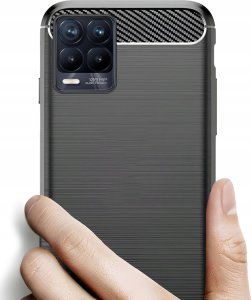 Etui do Realme 8 / 8 Pro (Czarne, Karbon, Pancerne, Pokrowiec)   Szkło 9H 3