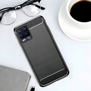 Etui do Realme 8 / 8 Pro (Czarne, Karbon, Pancerne, Pokrowiec)   Szkło 9H 4