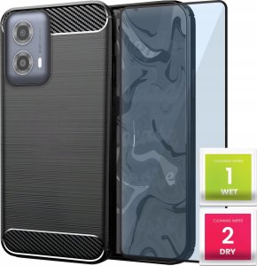 Etui do Moto G34 5G / G04 / G24 / G24 Power / E14 (Czarne, Karbon)   Szkło 1