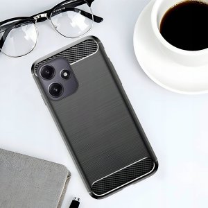 Hello Case Etui do Xiaomi Redmi 12 4G / 5G (Czarne, Karbon, Pancerne, Case)   Szkło 9H 4