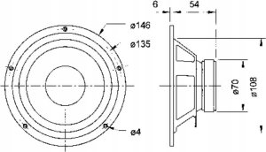 Visaton VS-W130S/8, 50 W, 80 W, 8 O, 39 - 12000 Hz, Black, 146 mm 8