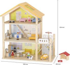 VIGA Zestaw Drewniany Domek dla Lalek z Laleczkami i Akcesoriami 12