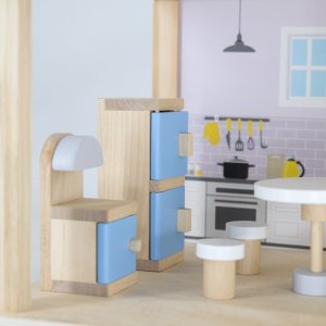 VIGA Zestaw Drewniany Domek dla Lalek z Laleczkami i Akcesoriami 5