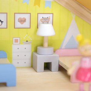 VIGA Zestaw Drewniany Domek dla Lalek z Laleczkami i Akcesoriami 9