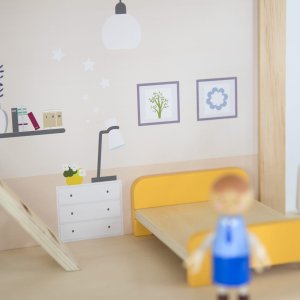 VIGA Zestaw Drewniany Domek dla Lalek z Laleczkami i Akcesoriami 10