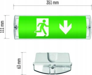 Avarinio isejimo sviestuvas 230V 3W 150lm, 3val., IP65, EMOS 9