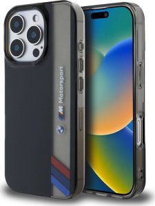 BMW Motorsport IML Vertical Stripe Case for iPhone 16 Pro Max Black 1