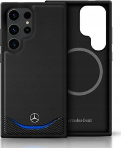 Mercedes Leather Contrasted Blue Horizontal Curve MagSafe Case for Samsung Galaxy S25 Ultra Black 1