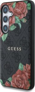 Guess Leather 4G Flowers Print Metal Classic Logo MagSafe Samsung Galaxy S25 case black 2