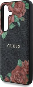 Guess Leather 4G Flowers Print Metal Classic Logo MagSafe Samsung Galaxy S25 case black 6