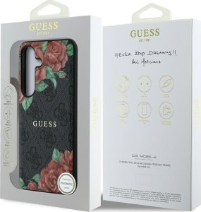 Guess Leather 4G Flowers Print Metal Classic Logo MagSafe Samsung Galaxy S25 case black 8