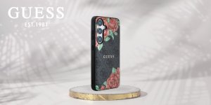 Guess Leather 4G Flowers Print Metal Classic Logo MagSafe Samsung Galaxy S25 case black 9