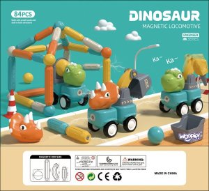 WOOPIE Klocki Magnetyczne Dinozaury Konstrukcyjne 84 el. 16