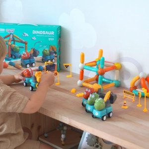 WOOPIE Klocki Magnetyczne Dinozaury Konstrukcyjne 84 el. 3