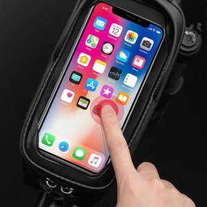 Sakwa rowerowa na ramę pancerna z kieszonką na telefon nawigację 1.7l - czarna ROCKBROS 11