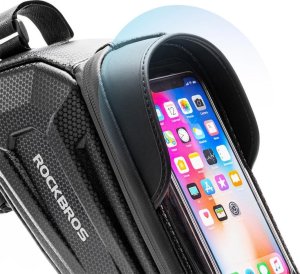 Sakwa rowerowa na ramę pancerna z kieszonką na telefon nawigację 1.7l - czarna ROCKBROS 6