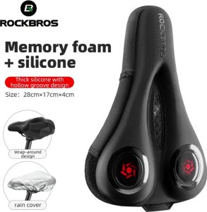 Pokrowiec na siodełko żel pianka + osłona przeciwdeszczowa - czarno-czerwony ROCKBROS 2