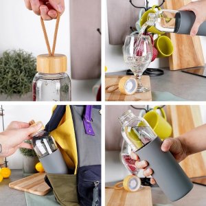 Butelka na wodę szklana z silikonowym pokrowcem 500 ml 4