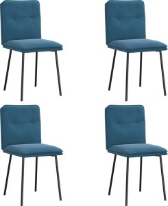 vidaXL Krzesła stołowe, 4 szt., niebieskie, obite aksamitem 2