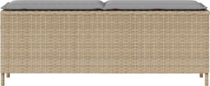 vidaXL Ławka ogrodowa z poduszką beżowa 110x30x40,5 cm polirattan 4