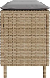 vidaXL Ławka ogrodowa z poduszką beżowa 110x30x40,5 cm polirattan 5
