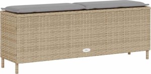 vidaXL Ławka ogrodowa z poduszką beżowa 110x30x40,5 cm polirattan 6