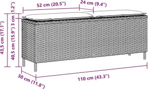 vidaXL Ławka ogrodowa z poduszką beżowa 110x30x40,5 cm polirattan 8