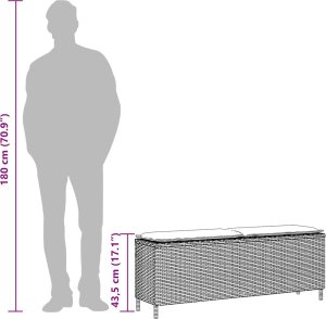 vidaXL Ławka ogrodowa z poduszką beżowa 110x30x40,5 cm polirattan 9