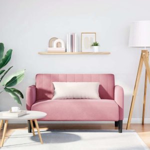 vidaXL Sofa dwuosobowa różowa 109 cm aksamitna 1