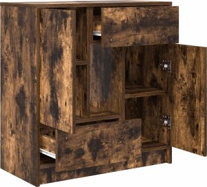 vidaXL Komoda z szufladami i drzwiami, przydymiony dąb, 70,5x34x74,5cm 5