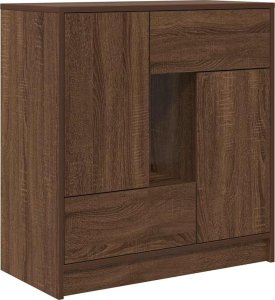 vidaXL Komoda z szufladami i drzwiami, brązowy dąb, 70,5x34x74,5 cm 2