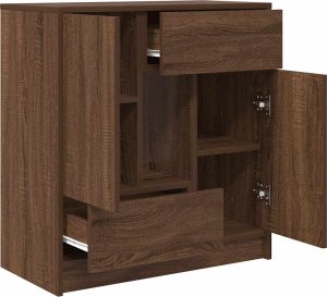 vidaXL Komoda z szufladami i drzwiami, brązowy dąb, 70,5x34x74,5 cm 5