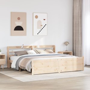 vidaXL Rama łóżka z zagłówkiem, 180x200 cm, sosnowa 1