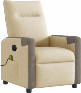 vidaXL Rozkładany fotel masujący, elektryczny, kremowy, tkanina 5