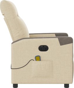 vidaXL Rozkładany fotel masujący, elektryczny, kremowy, tkanina 6