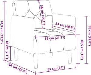 vidaXL Sofa Fotel z Podłokietnikami Brązowy 55 cm Aksamit 8