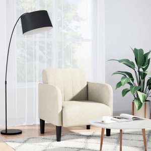 vidaXL Sofa Fotel z Podłokietnikami Kremowy 54 cm Aksamit 1