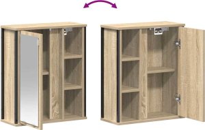 vidaXL Szafka ścienna łazienkowa z lustrem, dąb sonoma, 50x21x60 cm 9