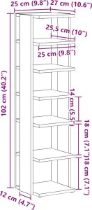 vidaXL Szafka na buty, czarny dąb, 25x27x102 cm 10